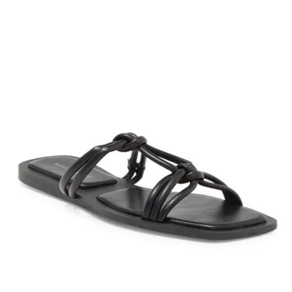 Azalea Wang Stetson Knot Sandals 10 NWOT Black Slides Resort Travel Beach Cruise - Picture 1 of 6